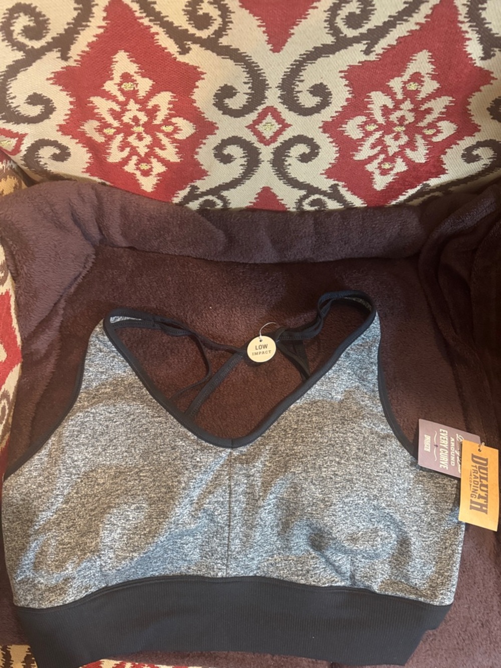 Duluth Trading Co Gray & Black Low-Impact Sports Bra